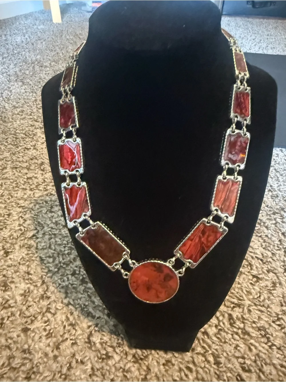 Red Statement Link Necklace - Women Jewelry 10
